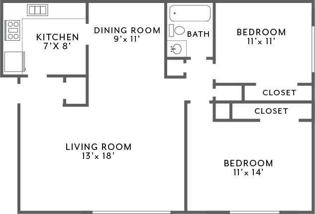 2Bed1Bath_960 Floor Plan 4